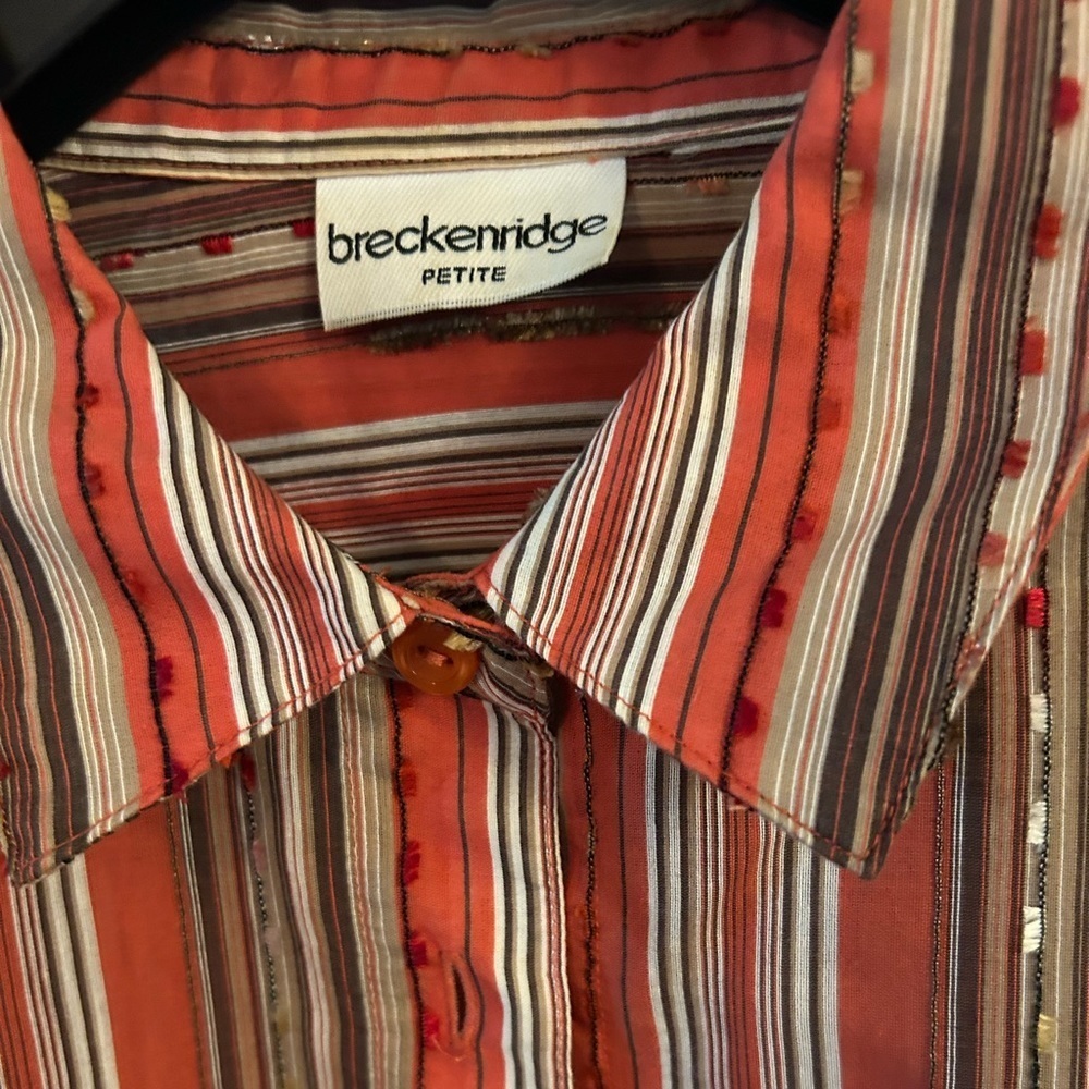Breckenridge Button Front Top Abstract Striped Lightweight